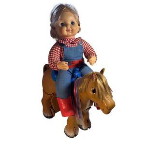 Kit And Kaboodle Ideal Toys Cowgirl Doll And Action Pony 1984 14"
